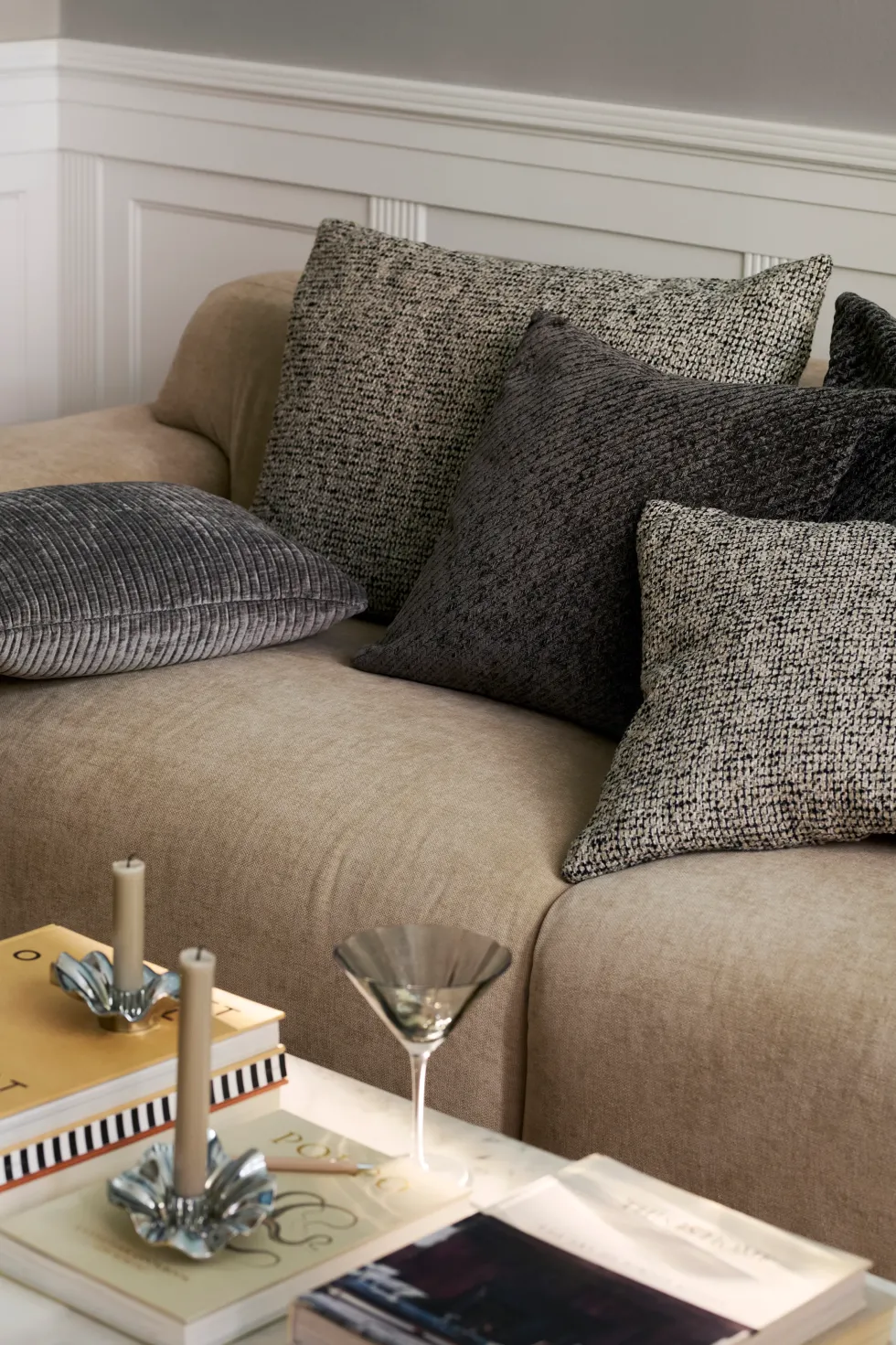 Herringbone Pude - Stone | 45*45