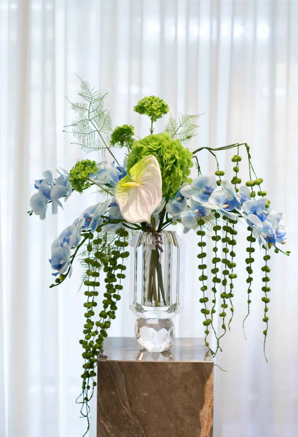Orkidé Kunstig Blomst - Blå | 9 hoveder