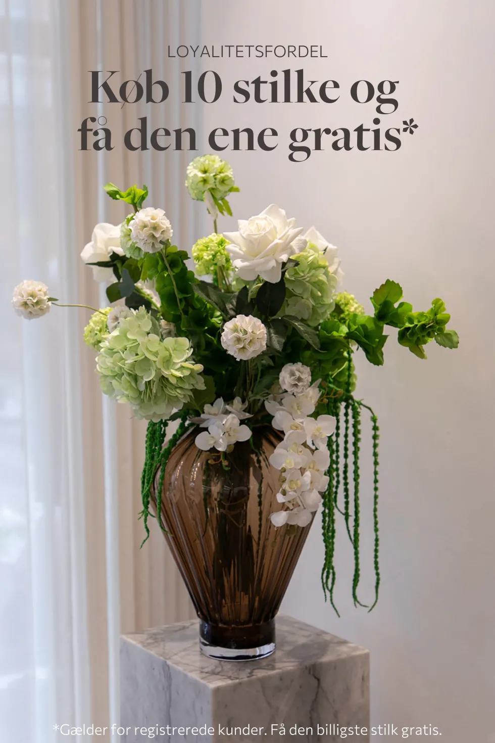 Orkidé Kunstig Blomst - Hvid | 9 hoveder