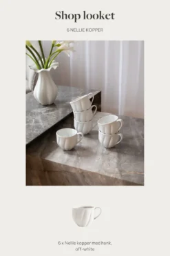 Shop looket - 6 Nellie kopper med hank - Hvid