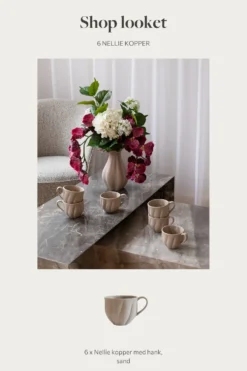 Shop looket - 6 Nellie kopper med hank - Sand