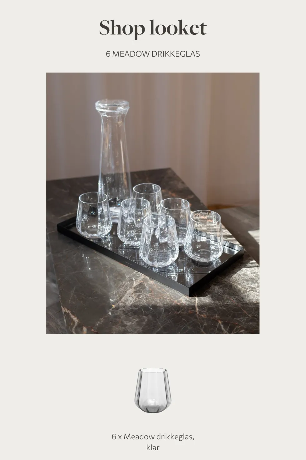 Shop looket - 6 stk. Meadow klar drikkeglas